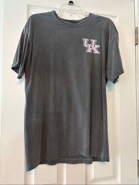 Comfort Colors Charcoal Short Sleeve Tee with Pink-Accent UK Logo